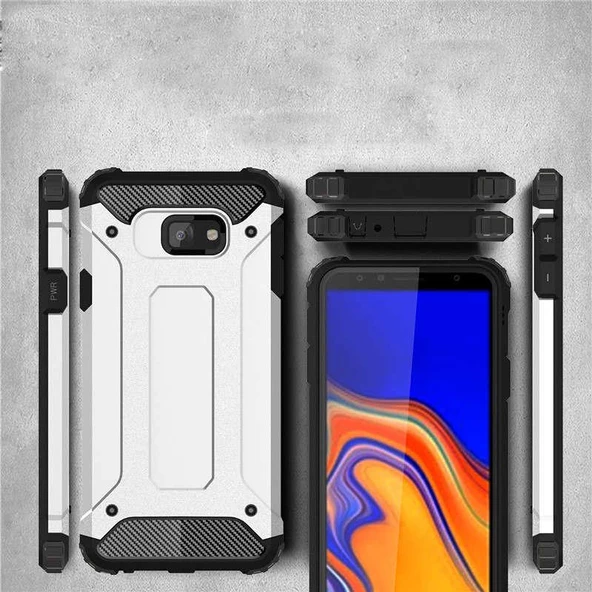 Samsung Galaxy J4 Plus - Kılıf Çift Katman Zırh Tank Crash Military Kapak - Resim 3