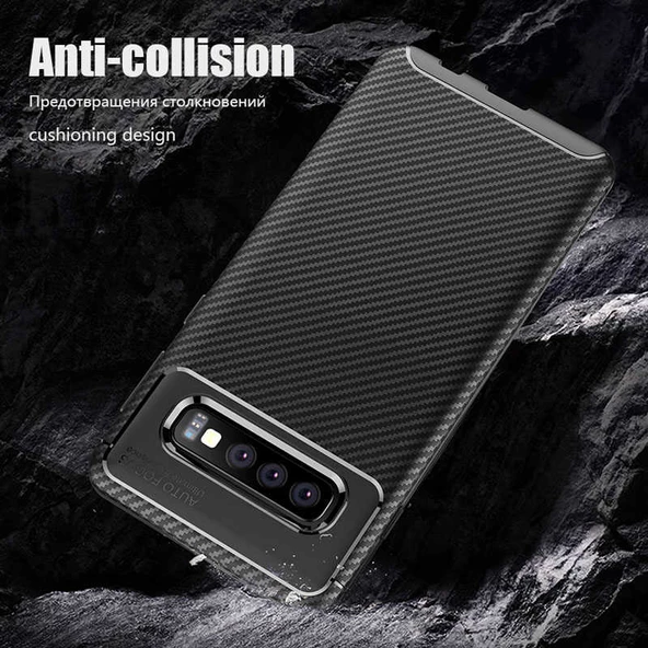 Samsung Galaxy S10 Plus - Kılıf Auto Focus Karbon Negro Silikon Kapak - Resim 5