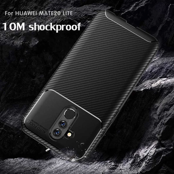 Huawei Mate 20 Lite - Kılıf Auto Focus Karbon Negro Silikon Kapak - Resim 8