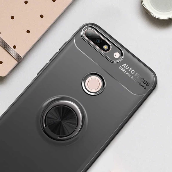 Huawei Y7 2018 - Kılıf Yüzüklü Karbon Ravel Silikon Kapak - Resim 6