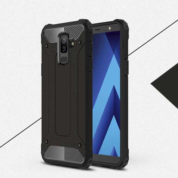 Samsung Galaxy J8 - Kılıf Çift Katman Zırh Tank Crash Military Kapak