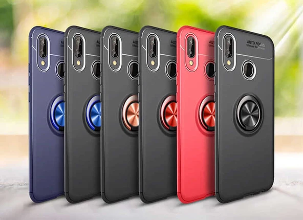 Huawei P Smart 2019 - Kılıf Yüzüklü Karbon Ravel Silikon Kapak - Resim 8