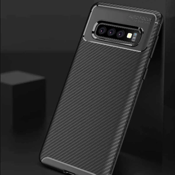 Samsung Galaxy S10 Plus - Kılıf Auto Focus Karbon Negro Silikon Kapak - Resim 7