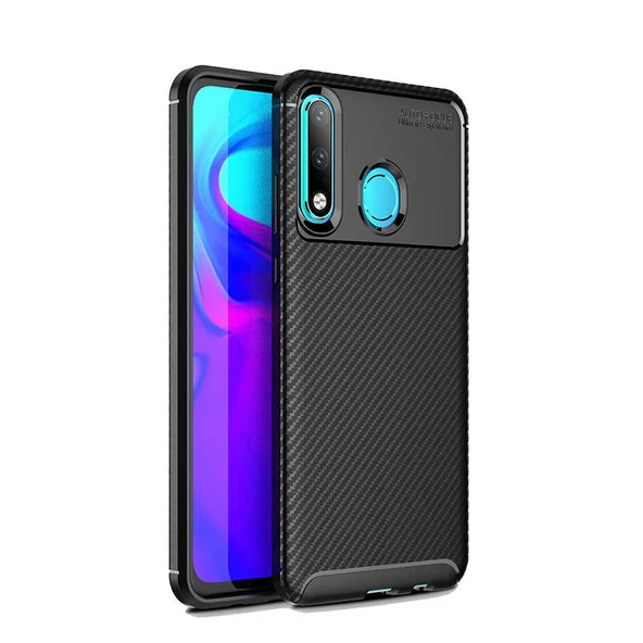 Huawei P30 Lite - Kılıf Auto Focus Karbon Negro Silikon Kapak