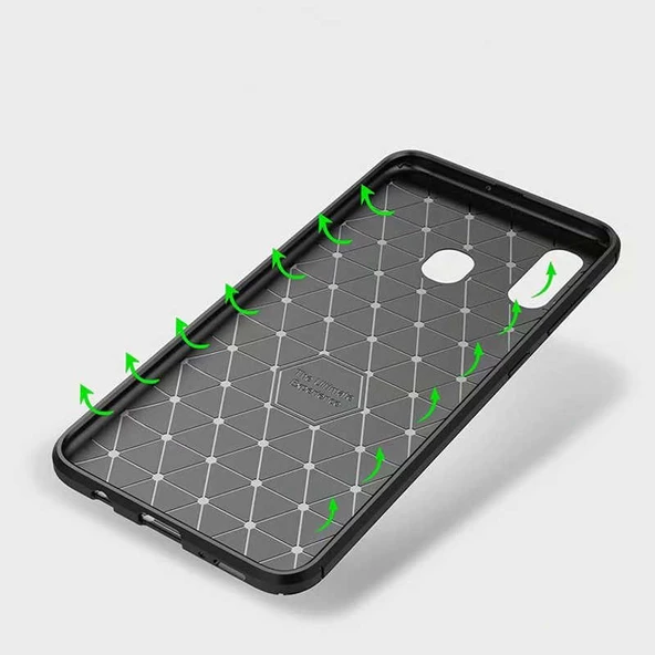 Samsung Galaxy A20 - Kılıf Auto Focus Karbon Negro Silikon Kapak - Resim 4