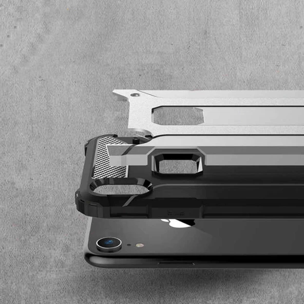 Apple iPhone XR 6.1 - Kılıf Çift Katman Zırh Tank Crash Military Kapak - Resim 3
