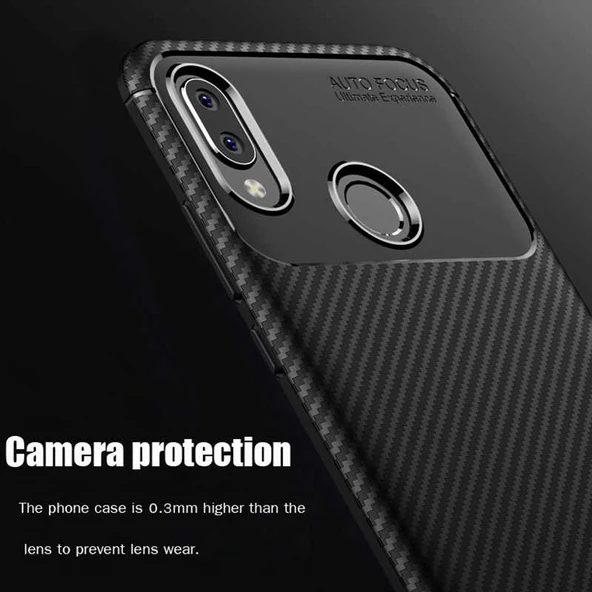 Huawei P20 Lite - Kılıf Auto Focus Karbon Negro Silikon Kapak - Resim 5