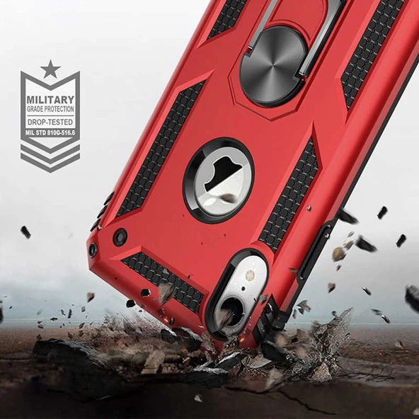 Apple iPhone XR 6.1 - Kılıf Yüzüklü Zırh Tank Vega Kapak - Resim 7