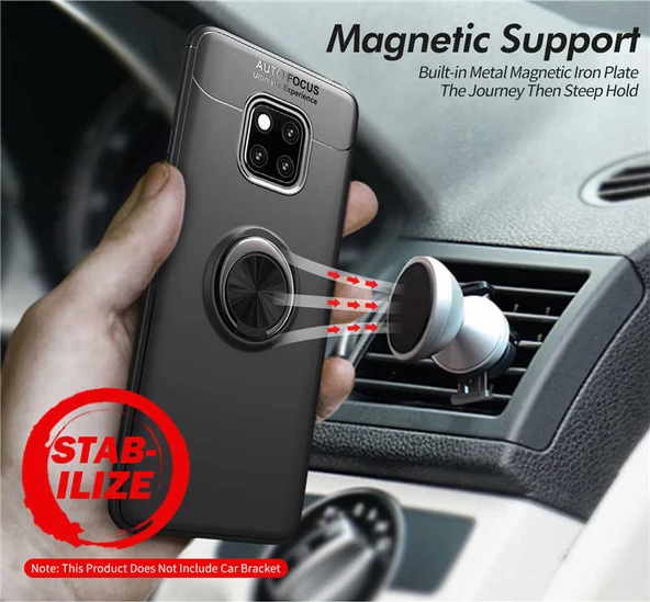 Huawei Mate 20 Pro - Kılıf Yüzüklü Karbon Ravel Silikon Kapak - Resim 7