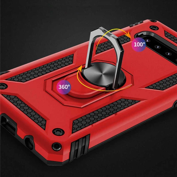 Samsung Galaxy S10 Plus - Kılıf Yüzüklü Zırh Tank Vega Kapak - Resim 7