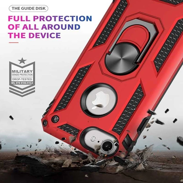 Apple iPhone 8 - Kılıf Yüzüklü Zırh Tank Vega Kapak - Resim 7