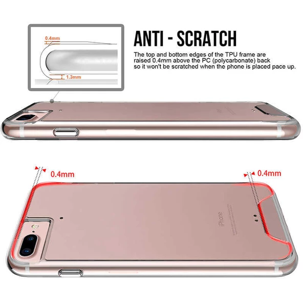 Apple iPhone 7 Plus - Kılıf Şeffaf Sert Koruyucu Gard Silikon - Resim 3
