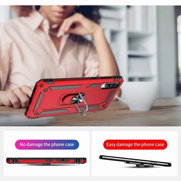 Samsung Galaxy A70 - Kılıf Yüzüklü Zırh Tank Vega Kapak - Resim 7