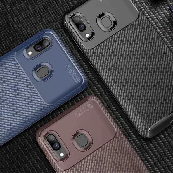 Samsung Galaxy A20 - Kılıf Auto Focus Karbon Negro Silikon Kapak - Resim 7