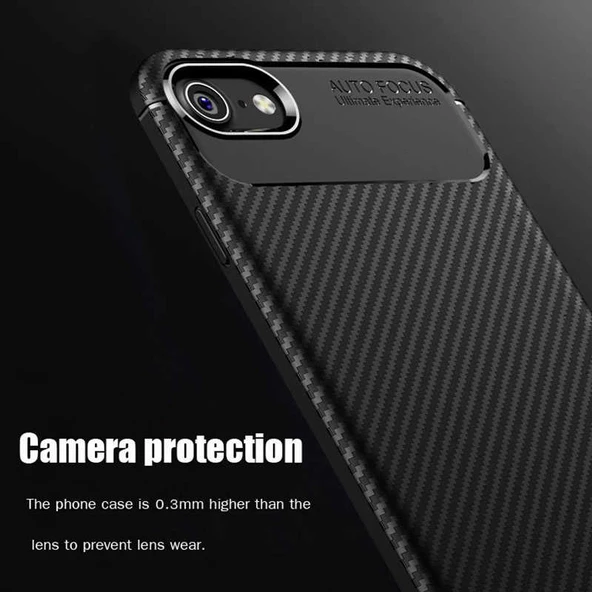 Apple iPhone 8 - Kılıf Auto Focus Karbon Negro Silikon Kapak - 5