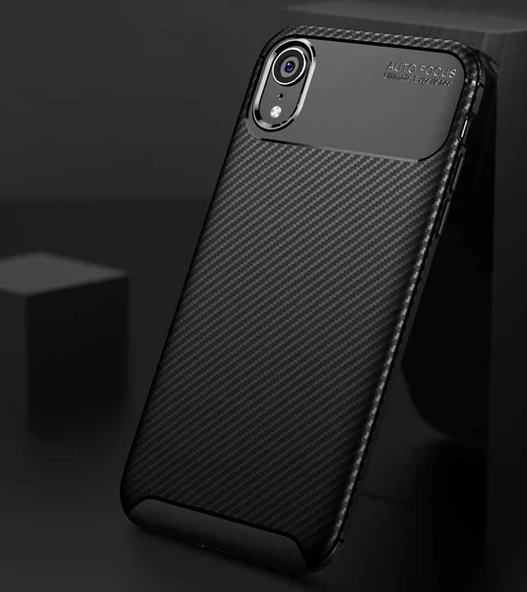 Apple iPhone XR 6.1 - Kılıf Auto Focus Karbon Negro Silikon Kapak - Resim 2