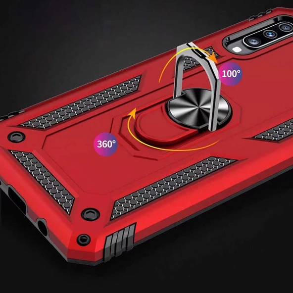 Samsung Galaxy A70 - Kılıf Yüzüklü Zırh Tank Vega Kapak - Resim 5