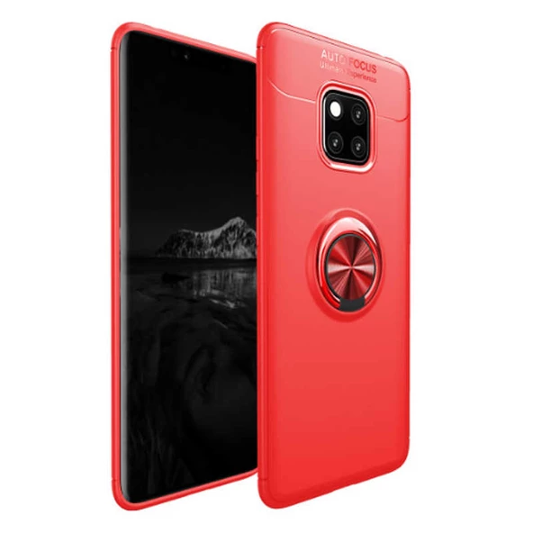 Huawei Mate 20 Pro - Kılıf Yüzüklü Karbon Ravel Silikon Kapak ürün görseli