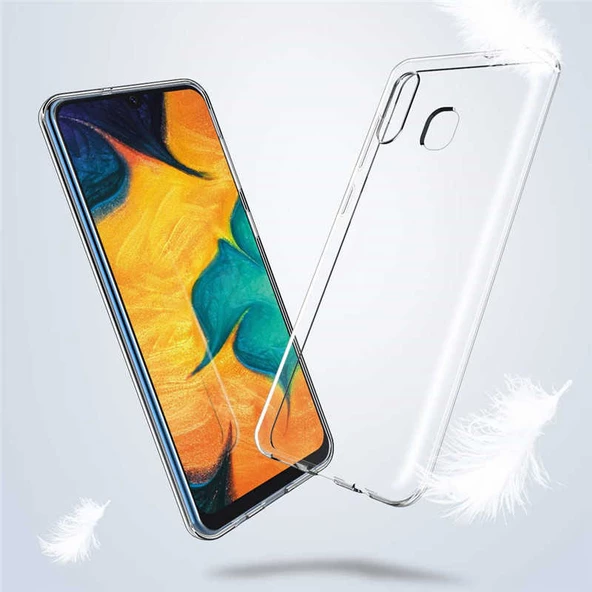 Samsung Galaxy A20 - Kılıf Şeffaf Soft Slim Fitt Süper Silikon Kapak - Resim 2
