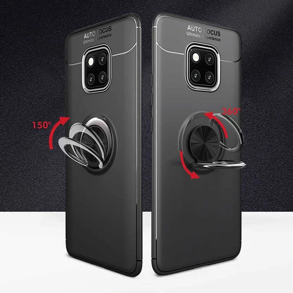 Huawei Mate 20 Pro - Kılıf Yüzüklü Karbon Ravel Silikon Kapak - Resim 6