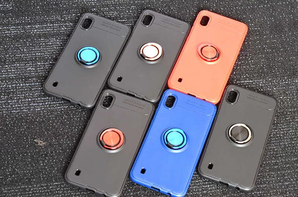 Samsung Galaxy A10 - Kılıf Yüzüklü Karbon Ravel Silikon Kapak - Resim 6