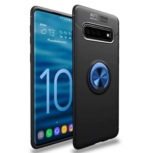 Samsung Galaxy S10 Plus - Kılıf Yüzüklü Karbon Ravel Silikon Kapak ürün görseli