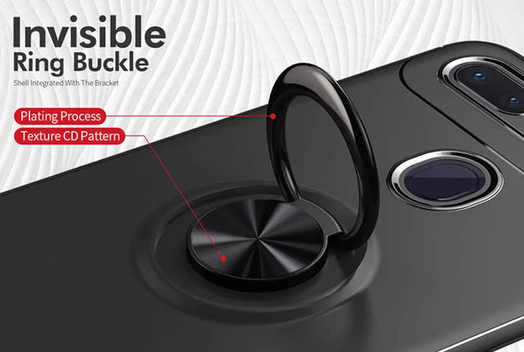 Xiaomi Mi 8 Lite - Kılıf Yüzüklü Karbon Ravel Silikon Kapak - Resim 6