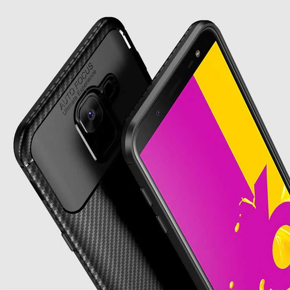 Samsung Galaxy J6 - Kılıf Auto Focus Karbon Negro Silikon Kapak - Resim 4