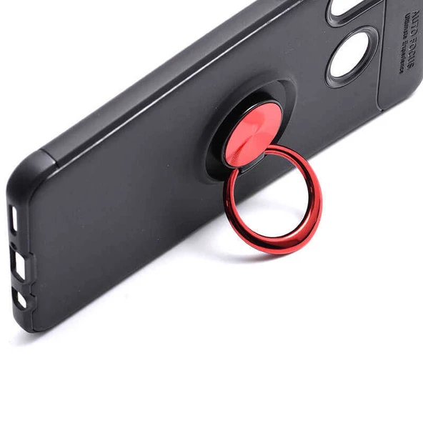 Huawei P30 Lite - Kılıf Yüzüklü Karbon Ravel Silikon Kapak - Resim 3