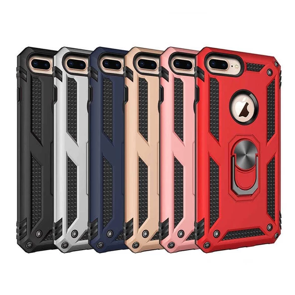 Apple iPhone 8 Plus - Kılıf Yüzüklü Zırh Tank Vega Kapak - Resim 2
