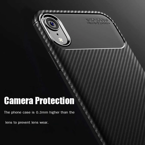 Apple iPhone XR 6.1 - Kılıf Auto Focus Karbon Negro Silikon Kapak - Resim 4