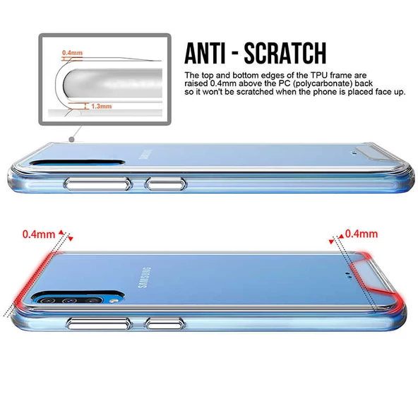 Samsung Galaxy A50 - Kılıf Şeffaf Sert Koruyucu Gard Silikon - Resim 3