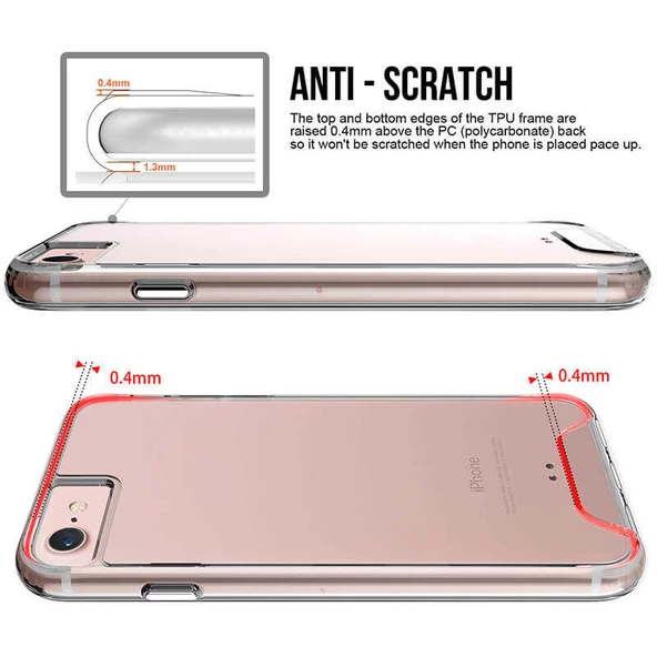 Apple iPhone 8 - Kılıf Şeffaf Sert Koruyucu Gard Silikon - Resim 3