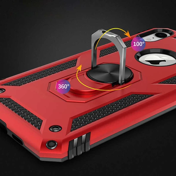 Apple iPhone XR 6.1 - Kılıf Yüzüklü Zırh Tank Vega Kapak - Resim 6