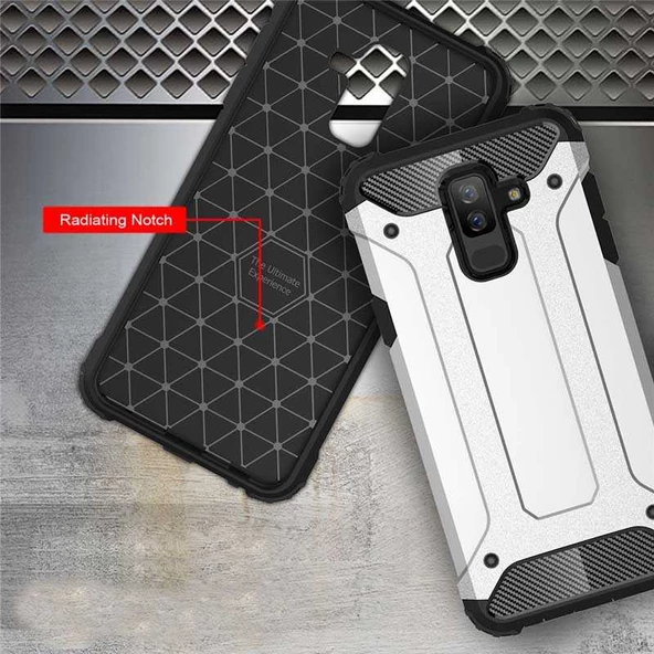 Samsung Galaxy J8 - Kılıf Çift Katman Zırh Tank Crash Military Kapak - Resim 5