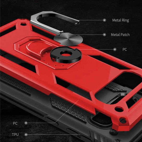 Samsung Galaxy S10 Plus - Kılıf Yüzüklü Zırh Tank Vega Kapak - Resim 3