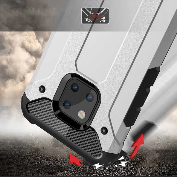 Huawei Mate 20 Pro - Kılıf Çift Katman Zırh Tank Crash Military Kapak - Resim 5