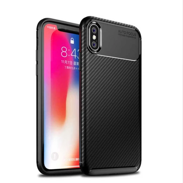 Apple iPhone XS Max 6.5 - Kılıf Auto Focus Karbon Negro Silikon Kapak - 2