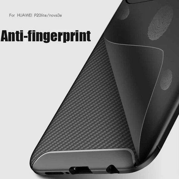Huawei P20 Lite - Kılıf Auto Focus Karbon Negro Silikon Kapak - Resim 6