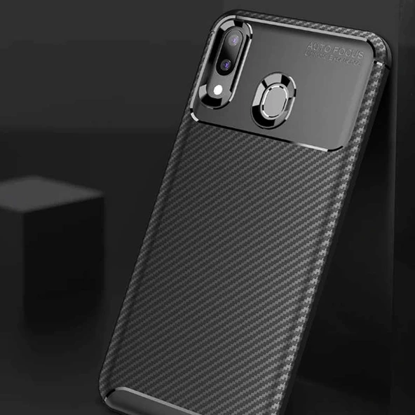 Samsung Galaxy A30 - Kılıf Auto Focus Karbon Negro Silikon Kapak - Resim 6