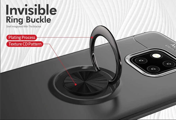 Huawei Mate 20 Pro - Kılıf Yüzüklü Karbon Ravel Silikon Kapak - Resim 3