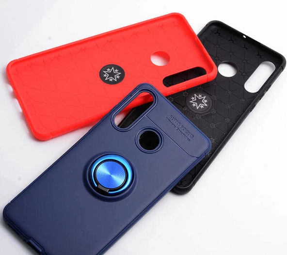 Huawei P30 Lite - Kılıf Yüzüklü Karbon Ravel Silikon Kapak - Resim 4