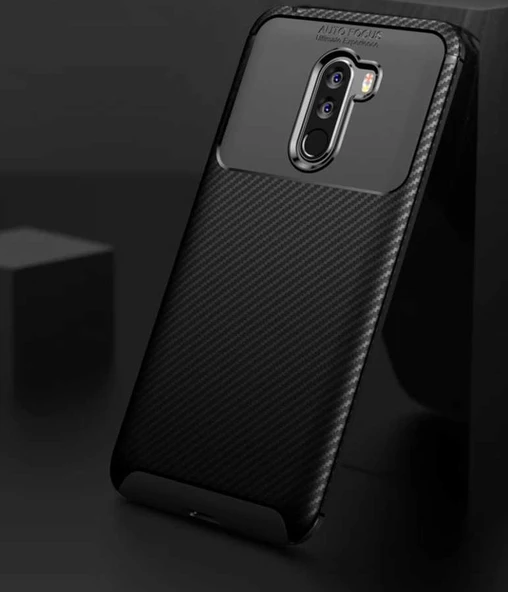 Xiaomi Pocophone F1 - Kılıf Auto Focus Karbon Negro Silikon Kapak - Resim 5