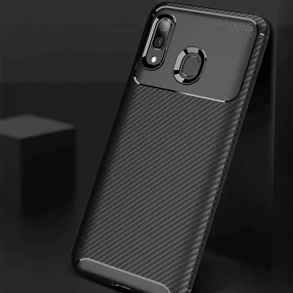 Samsung Galaxy A20 - Kılıf Auto Focus Karbon Negro Silikon Kapak - Resim 6