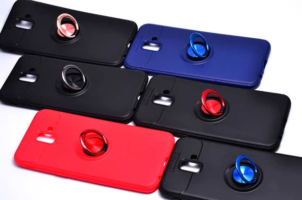 Samsung Galaxy J6 Plus - Kılıf Yüzüklü Karbon Ravel Silikon Kapak - Resim 3