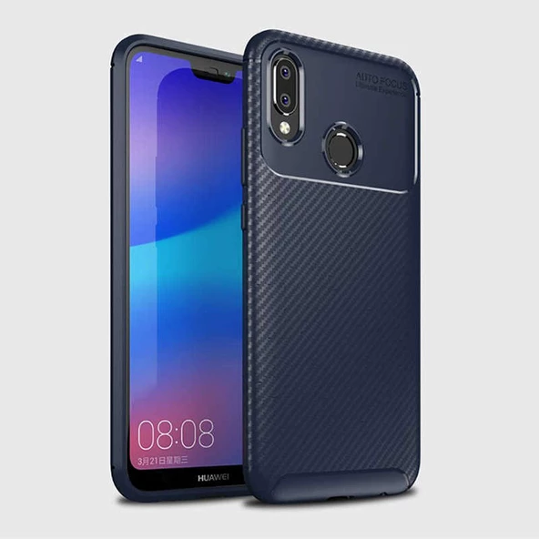 Huawei P20 Lite - Kılıf Auto Focus Karbon Negro Silikon Kapak ürün görseli