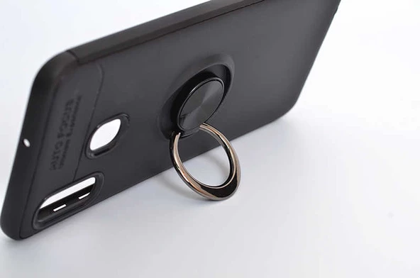 Samsung Galaxy A30 - Kılıf Yüzüklü Karbon Ravel Silikon Kapak - Resim 2