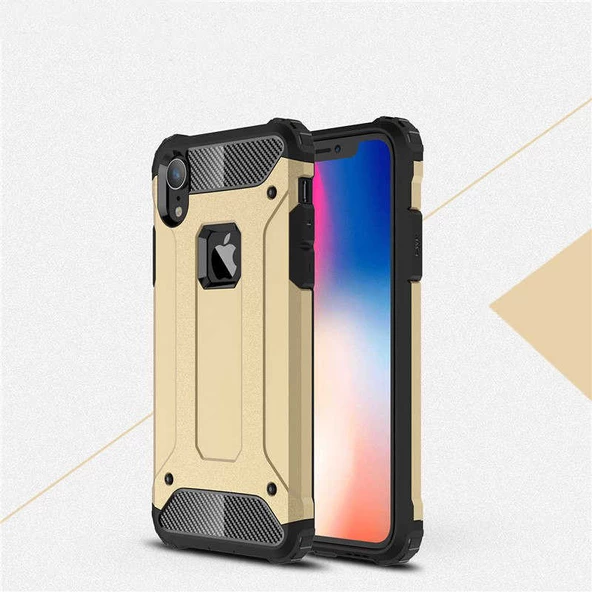 Apple iPhone XR 6.1 - Kılıf Çift Katman Zırh Tank Crash Military Kapak