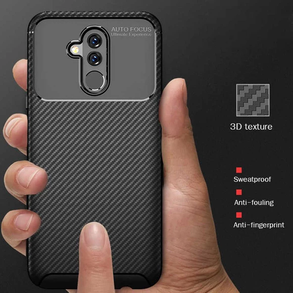 Huawei Mate 20 Lite - Kılıf Auto Focus Karbon Negro Silikon Kapak - Resim 6
