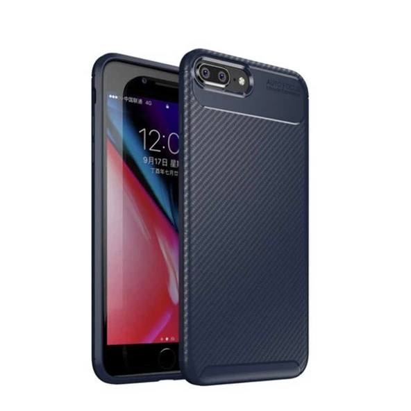 Apple iPhone 8 Plus - Kılıf Auto Focus Karbon Negro Silikon Kapak